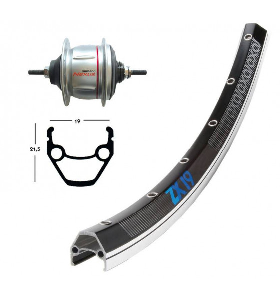 Rueda 28X1.75 O.Rb Shim.8V, Col.Plata...