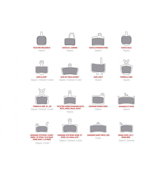 Repuesto Pastillas Freno Onoff Cooler Shimano Xtr M985-M988, Xt M785, Slx M666-675 Organic